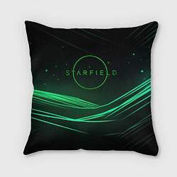 Подушка квадратная Starfield green logo, цвет: 3D-принт