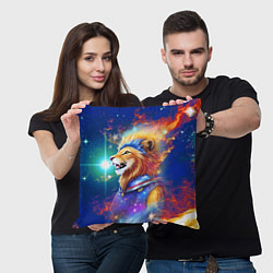 Подушка квадратная Космический лев - неоновое свечение, цвет: 3D-принт — фото 2