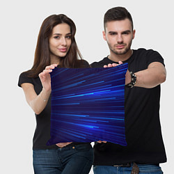 Подушка квадратная Яркие неоновые полосы - минимализм, цвет: 3D-принт — фото 2