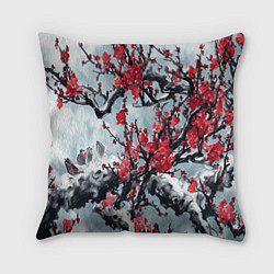 Подушка квадратная Лепестки цветущей вишни - сакура, цвет: 3D-принт