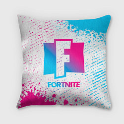 Подушка квадратная Fortnite neon gradient style, цвет: 3D-принт