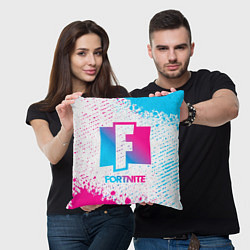 Подушка квадратная Fortnite neon gradient style, цвет: 3D-принт — фото 2