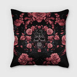 Подушка квадратная И череп и розы, цвет: 3D-принт