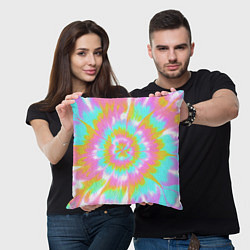 Подушка квадратная Tie-Dye кислотный в стиле барби, цвет: 3D-принт — фото 2