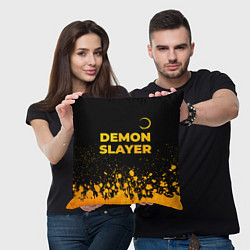 Подушка квадратная Demon Slayer - gold gradient: символ сверху, цвет: 3D-принт — фото 2