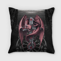 Подушка квадратная Красный кельтский дракон на готическом кресте, цвет: 3D-принт