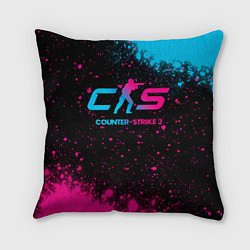 Подушка квадратная Counter-Strike 2 - neon gradient, цвет: 3D-принт