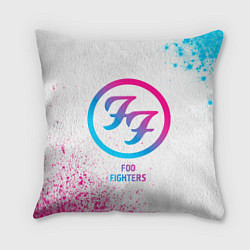 Подушка квадратная Foo Fighters neon gradient style, цвет: 3D-принт