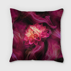 Подушка квадратная Розовый цветок в огне - нейросеть, цвет: 3D-принт