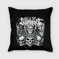 Подушка квадратная Slipknot и черепушки, цвет: 3D-принт