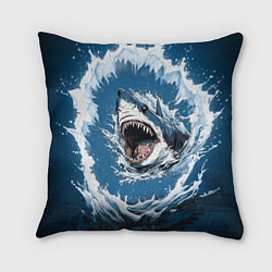 Подушка квадратная Морда акулы в воде, цвет: 3D-принт