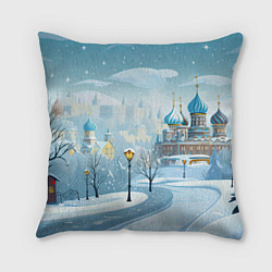 Подушка квадратная Новогодний город России, цвет: 3D-принт