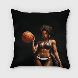 Подушка квадратная Девушка с баскетбольным мячом, цвет: 3D-принт