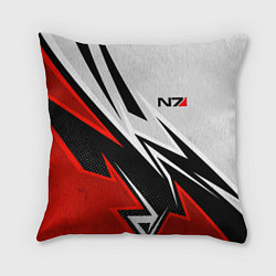 Подушка квадратная N7 mass effect - white and red, цвет: 3D-принт