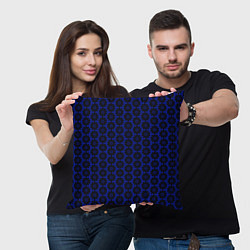 Подушка квадратная Чёрно-синий паттерн стилизованные цветы, цвет: 3D-принт — фото 2