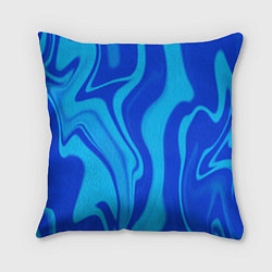 Подушка квадратная Абстракция разлитые краски сине-голубой, цвет: 3D-принт