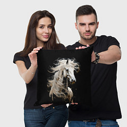 Подушка квадратная Лошадь белая в ночи, цвет: 3D-принт — фото 2