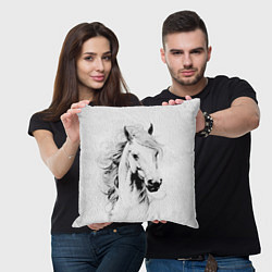 Подушка квадратная Лошадь белая на ветру, цвет: 3D-принт — фото 2