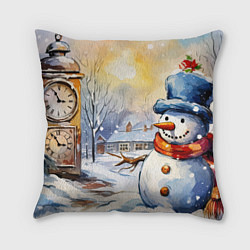 Подушка квадратная Снеговик новый год, цвет: 3D-принт