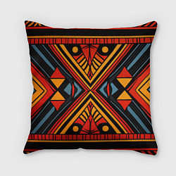 Подушка квадратная Геометрический узор в африканском стиле, цвет: 3D-принт