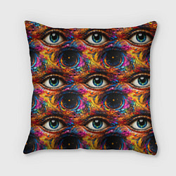 Подушка квадратная Глаза рисунок паттерн, цвет: 3D-принт