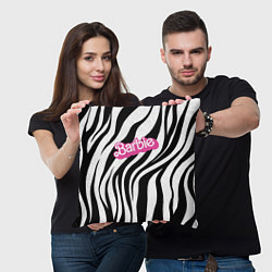 Подушка квадратная Ретро Барби - паттерн полосок зебры, цвет: 3D-принт — фото 2