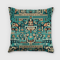 Подушка квадратная Абстрактный паттерн в ацтекском стиле, цвет: 3D-принт
