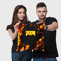 Подушка квадратная Doom огненный марс, цвет: 3D-принт — фото 2