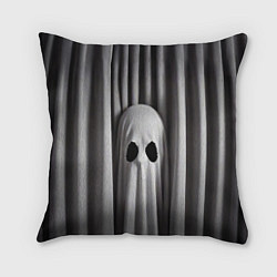 Подушка квадратная Серые шторы и призрак, цвет: 3D-принт