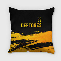 Подушка квадратная Deftones - gold gradient посередине, цвет: 3D-принт