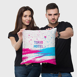 Подушка квадратная Tokio Hotel neon gradient style посередине, цвет: 3D-принт — фото 2