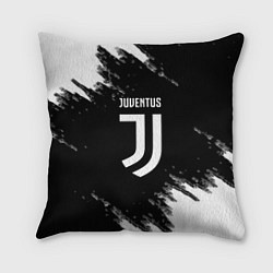 Подушка квадратная Juventus спорт краски черно белый, цвет: 3D-принт
