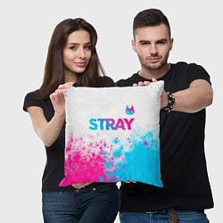 Подушка квадратная Stray neon gradient style посередине, цвет: 3D-принт — фото 2