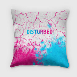 Подушка квадратная Disturbed neon gradient style посередине, цвет: 3D-принт