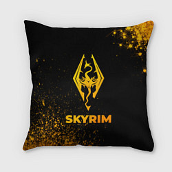 Подушка квадратная Skyrim - gold gradient, цвет: 3D-принт