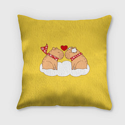 Подушка квадратная Влюбленный капибара, цвет: 3D-принт