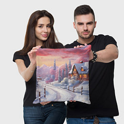 Подушка квадратная Волшебное сияние новогодних огней, цвет: 3D-принт — фото 2