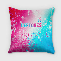 Подушка квадратная Deftones neon gradient style посередине, цвет: 3D-принт