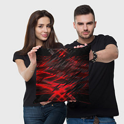 Подушка квадратная Черно красные текстуры, цвет: 3D-принт — фото 2