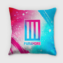 Подушка квадратная Paramore neon gradient style, цвет: 3D-принт