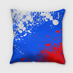 Подушка квадратная Флаг России - брызги, цвет: 3D-принт