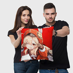 Подушка квадратная Genshin Impact Кли подмигивающая, цвет: 3D-принт — фото 2