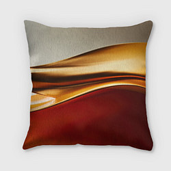 Подушка квадратная Бежевые и золотистые волны, цвет: 3D-принт
