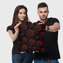 Подушка квадратная Красные розы цветы, цвет: 3D-принт — фото 2