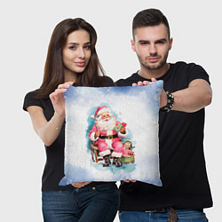 Подушка квадратная Акварельный ретро Санта Клаус, цвет: 3D-принт — фото 2