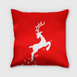 Подушка квадратная Рождественский олень Red and white, цвет: 3D-принт