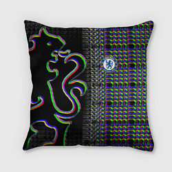 Подушка квадратная Chelsea fc glitch, цвет: 3D-принт