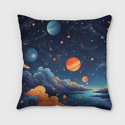 Подушка квадратная Нарисованный космос, цвет: 3D-принт