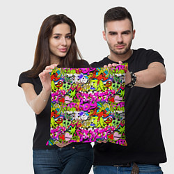 Подушка квадратная Цветное граффити, цвет: 3D-принт — фото 2