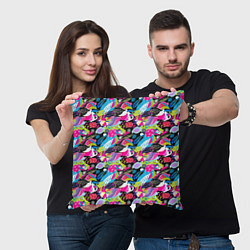 Подушка квадратная Цветочный листопад, цвет: 3D-принт — фото 2